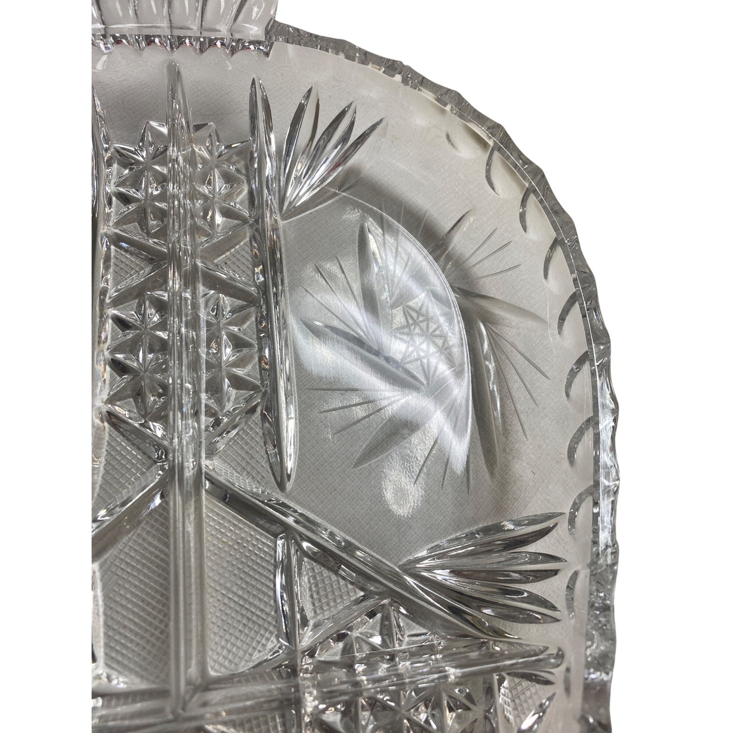 Vintage Crystal Cut Glass Divided Relish Dish