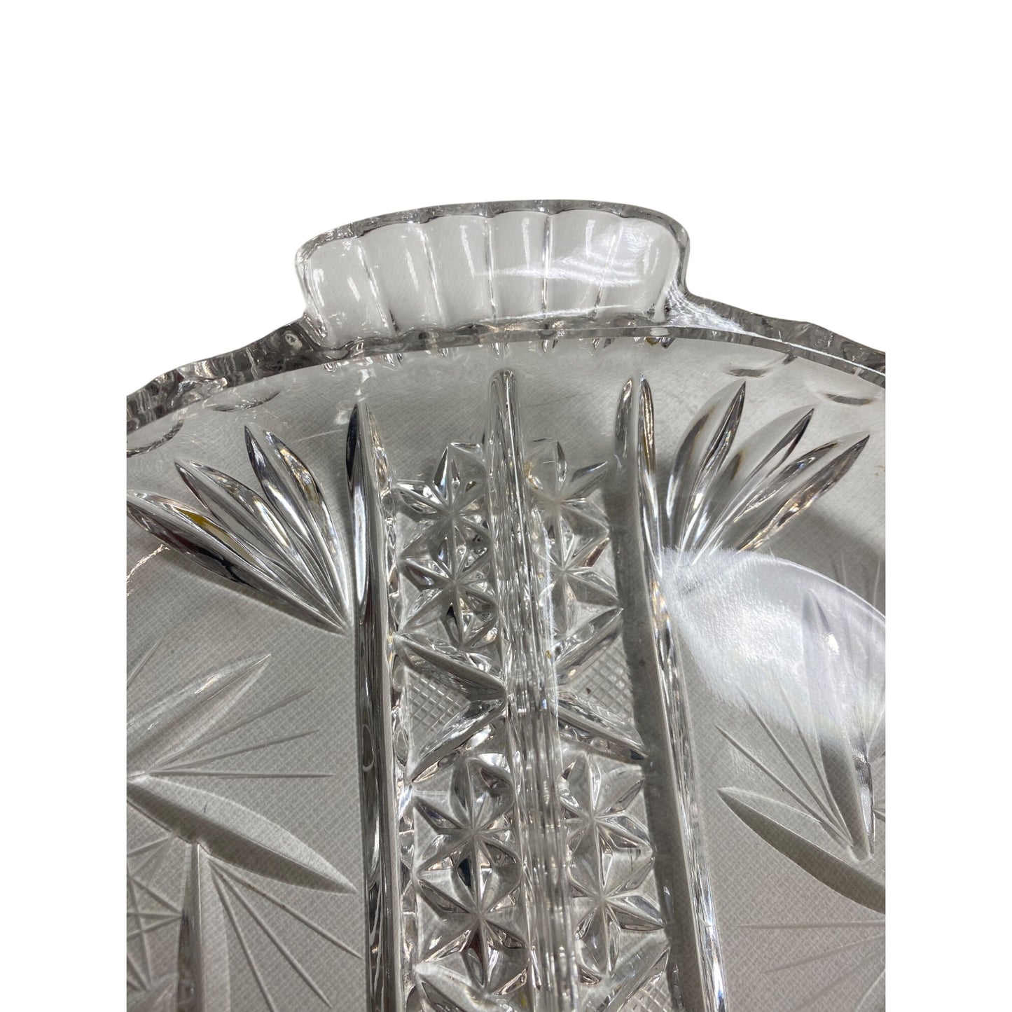 Vintage Crystal Cut Glass Divided Relish Dish
