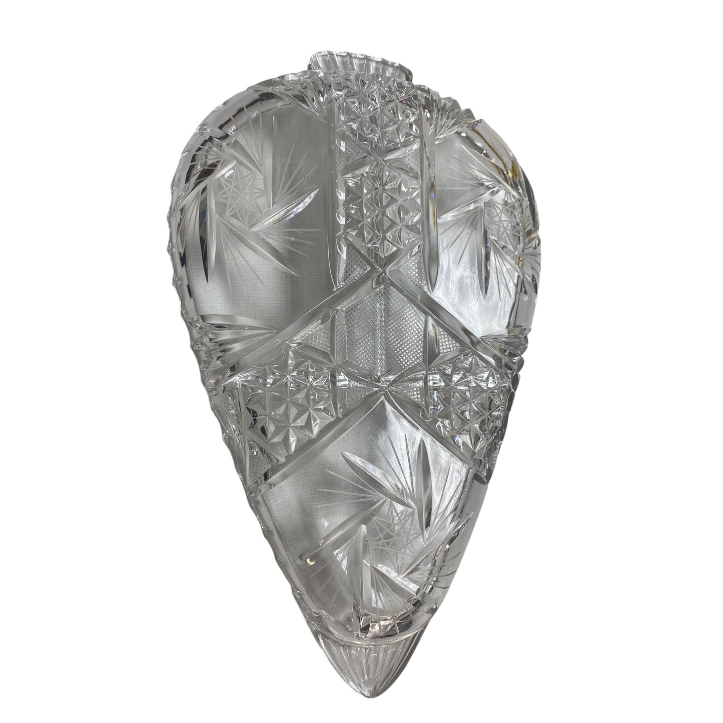 Vintage Crystal Cut Glass Divided Relish Dish