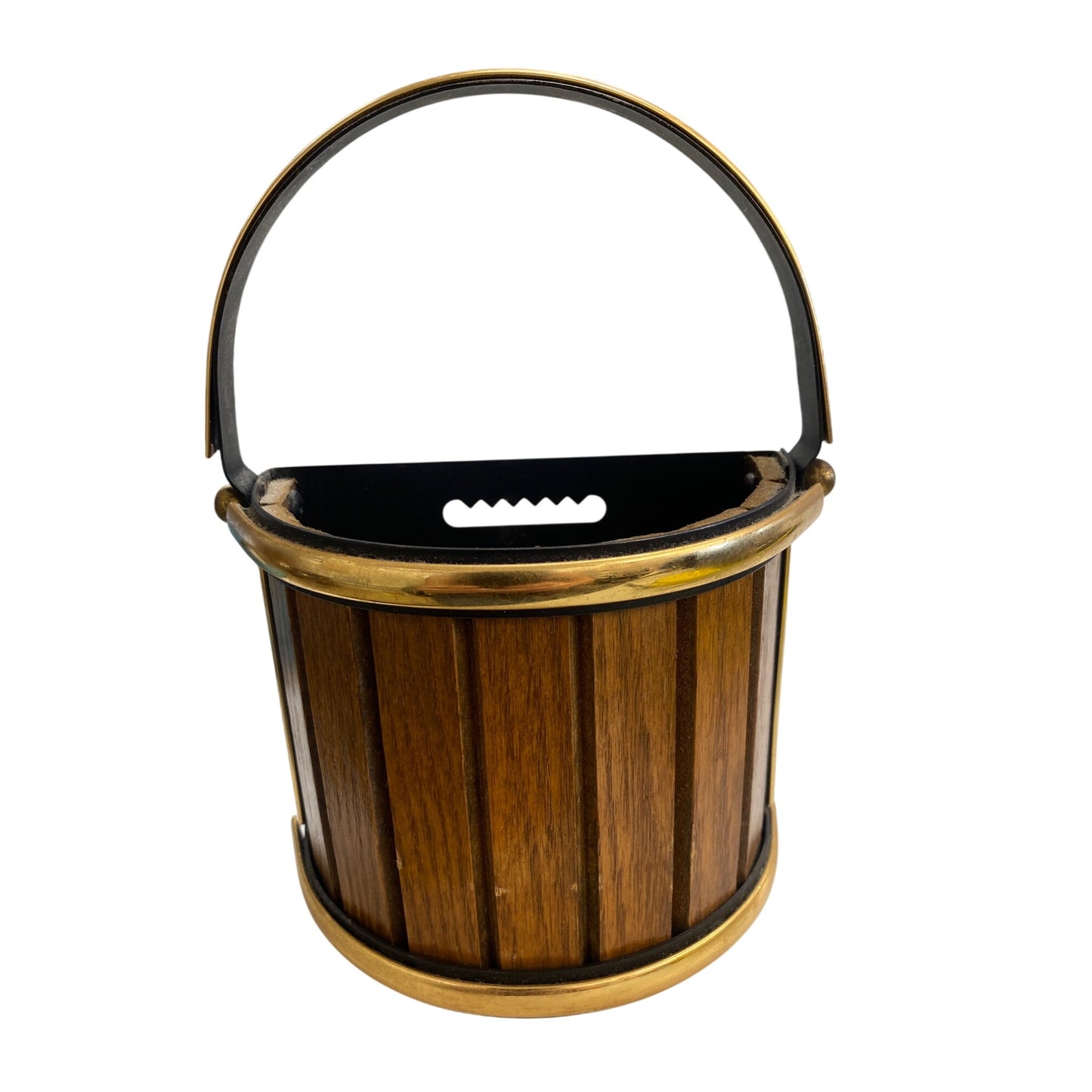 Vintage Wooden & Metal Bucket Style Wall Hanger