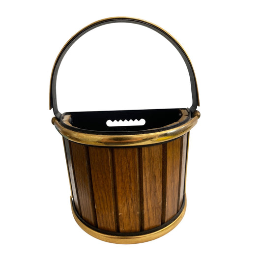 Vintage Wooden & Metal Bucket Style Wall Hanger