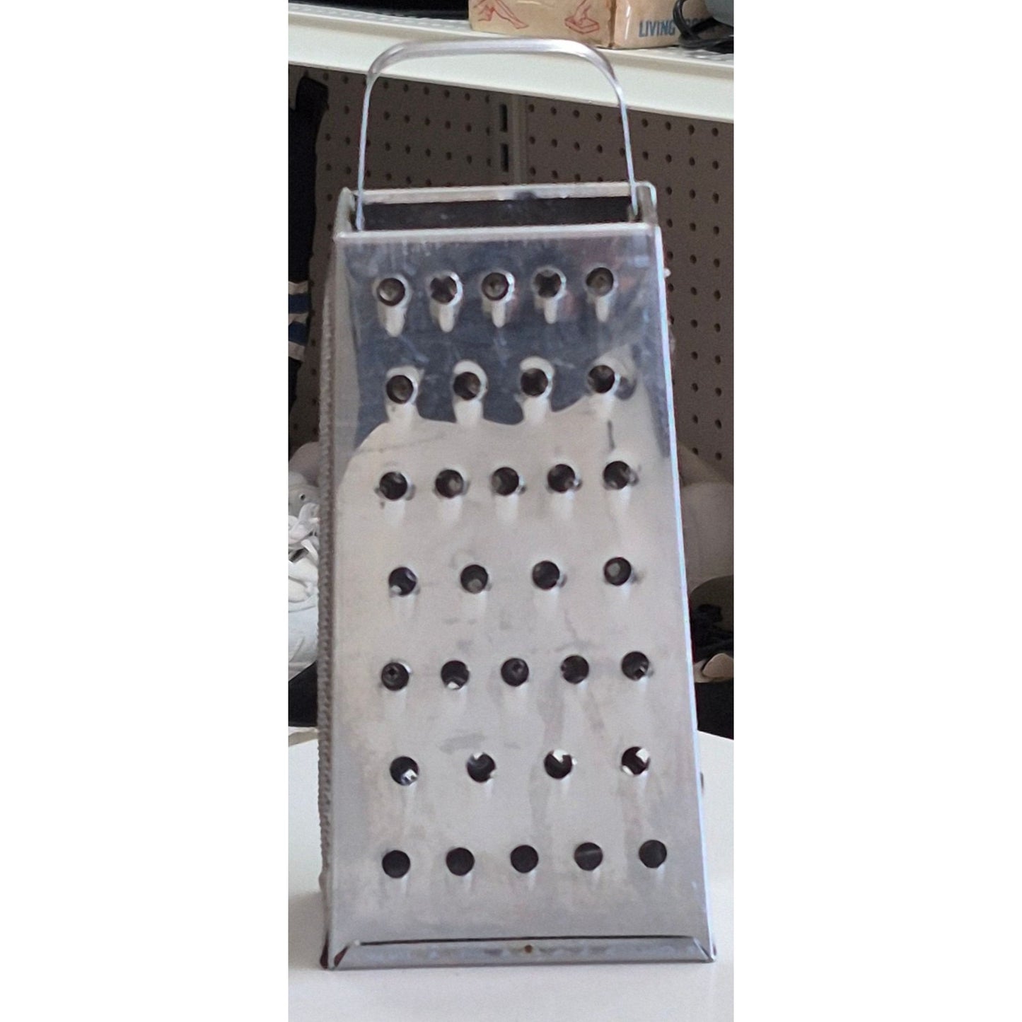 Vintage Stainless Steel 4-Sided Box Grater w Handle Cheese & Vegetables