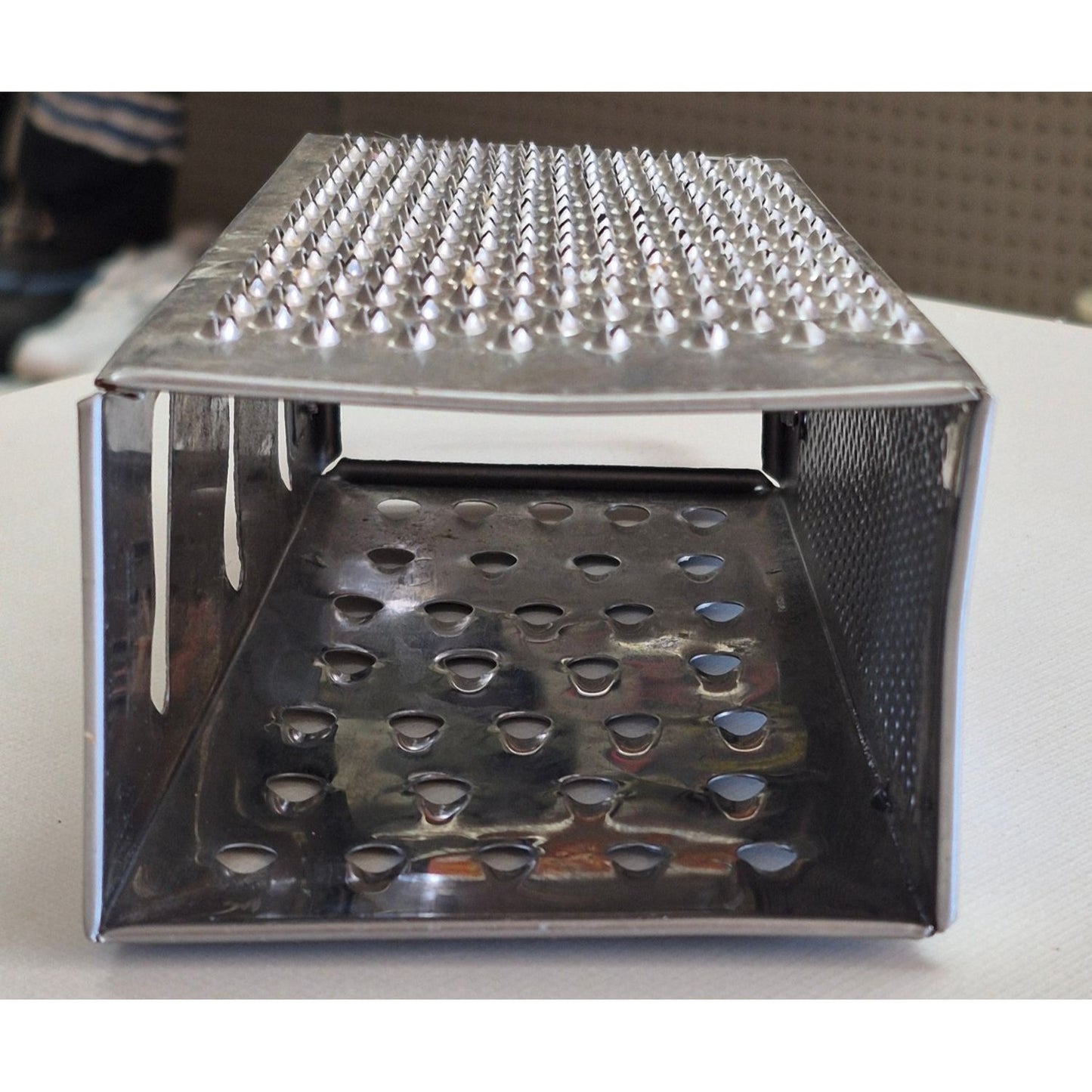 Vintage Stainless Steel 4-Sided Box Grater w Handle Cheese & Vegetables