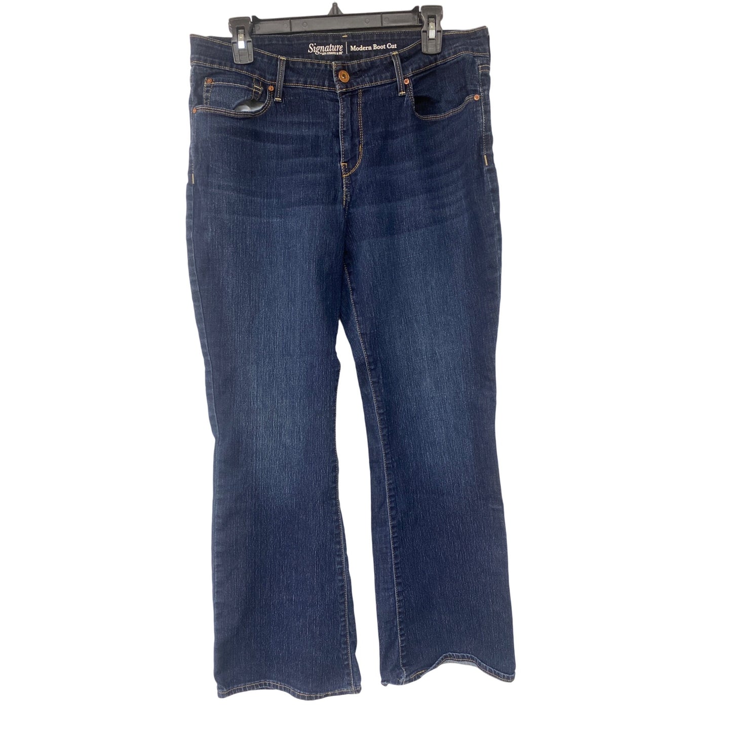 Levis Signature Modern Boot Cut Jeans For Women - Size 14 Short Blue Denim