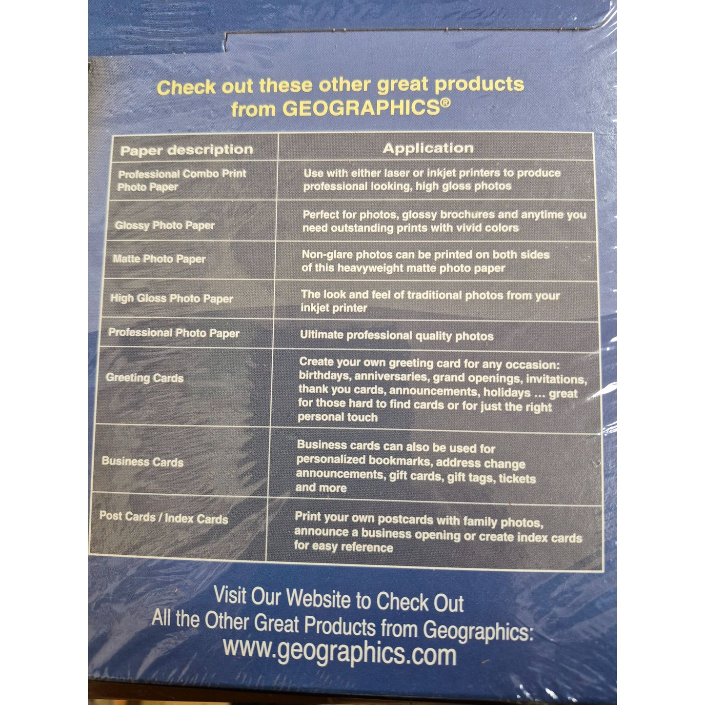 Geographics Everyday Glossy Photo Paper 8.5" X 11" 25 Sheets For Inkjet Printers