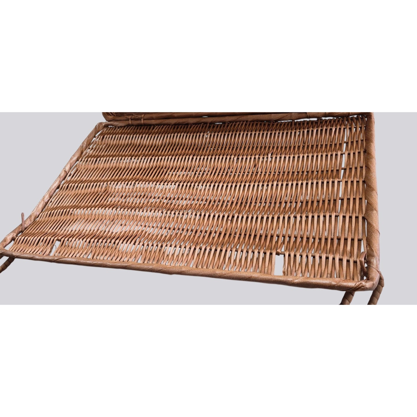 Vintage Brown Wicker Picnic Basket Hamper With Handle & Side Latches