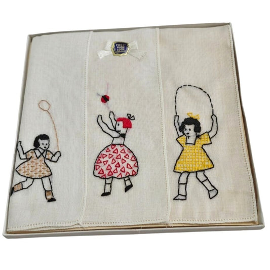 Vintage Kid Handkerchiefs Set 3