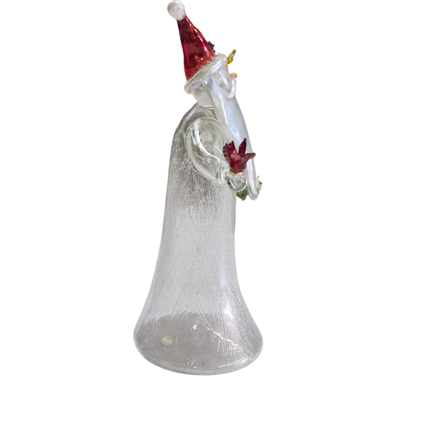 Blown Glass Santa Figurine With Christmas Tree & Bird Decoration