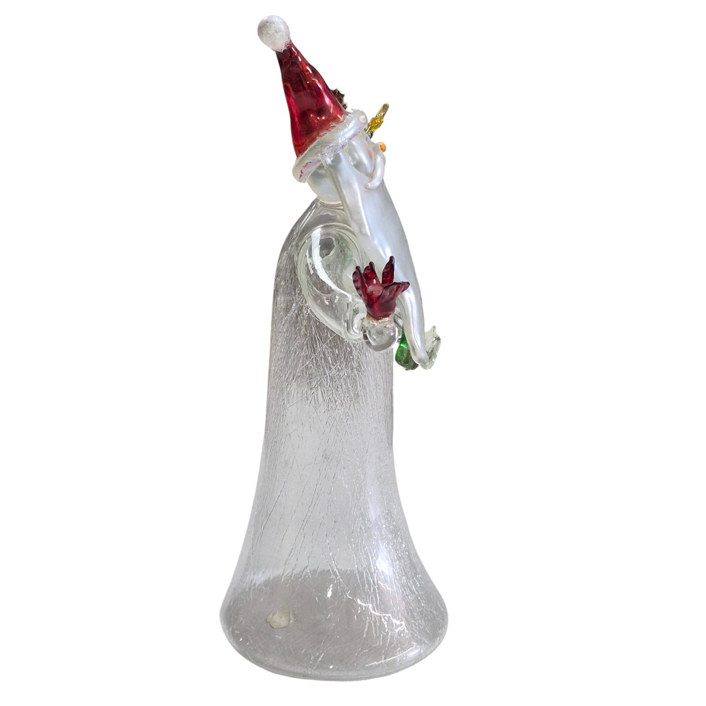 Blown Glass Santa Figurine With Christmas Tree & Bird Decoration