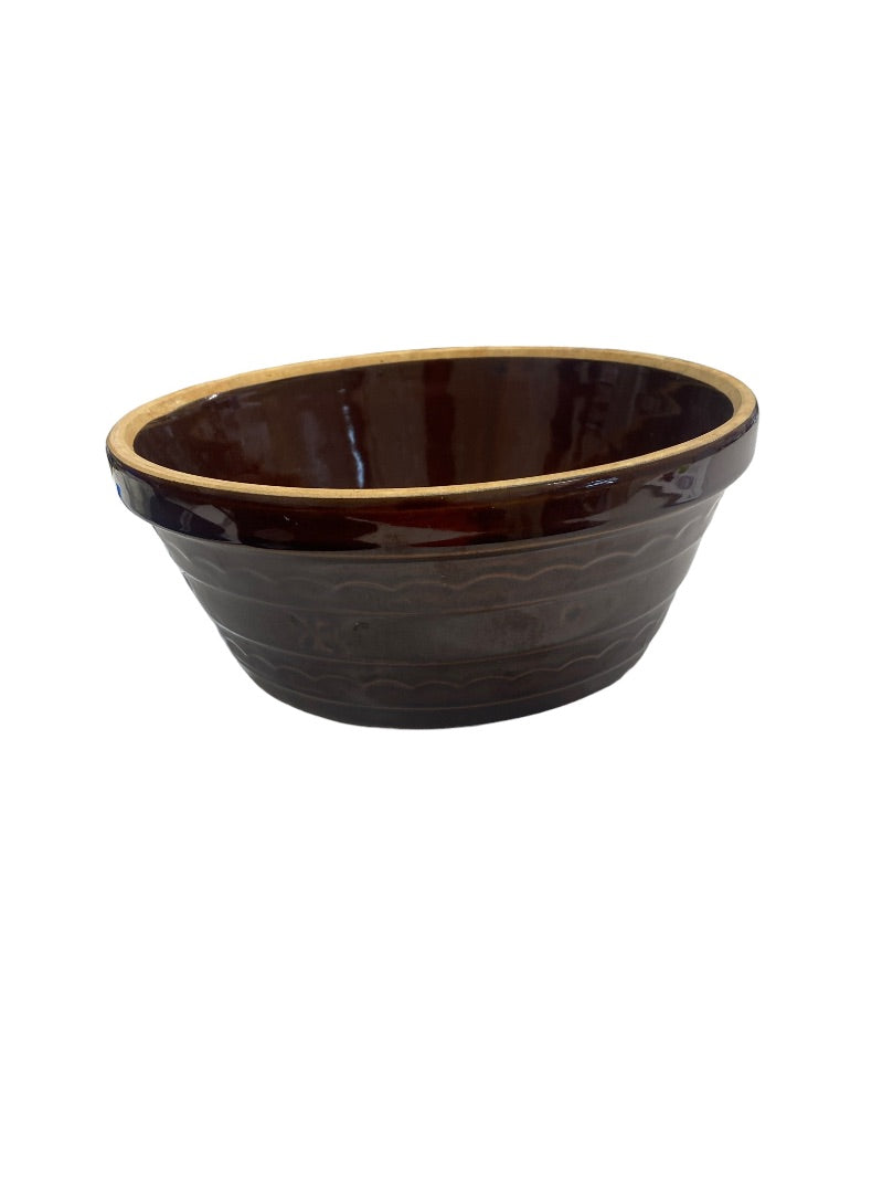 Vintage Marcrest Oven Proof Stoneware Daisy Dot Brown Bowl 9.5"