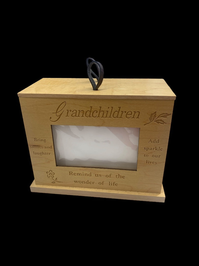 Laser Cut Grandchildren Maple Wood Photo Album Box