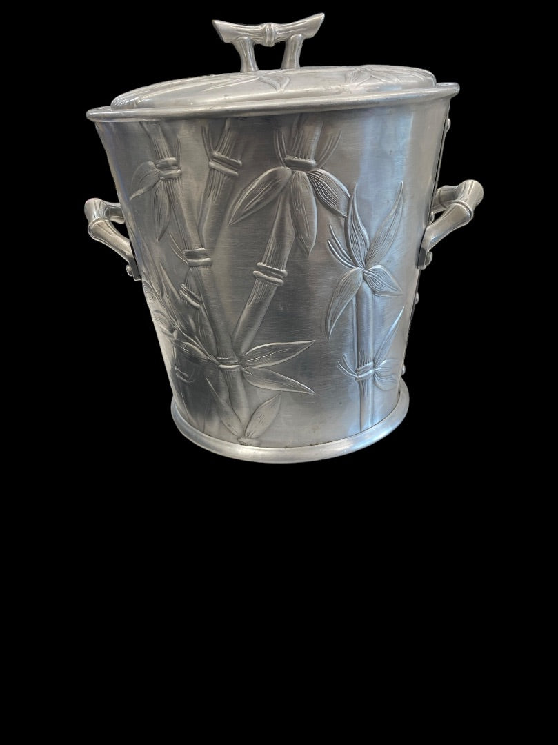 VINTAGE Everlast Forged Hammered Aluminum Bamboo Ice Bucket