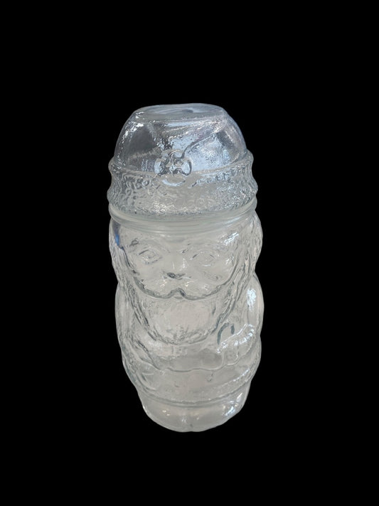 VINTAGE Clear Glass Santa St, Nick Canister Candy Jar Christmas
