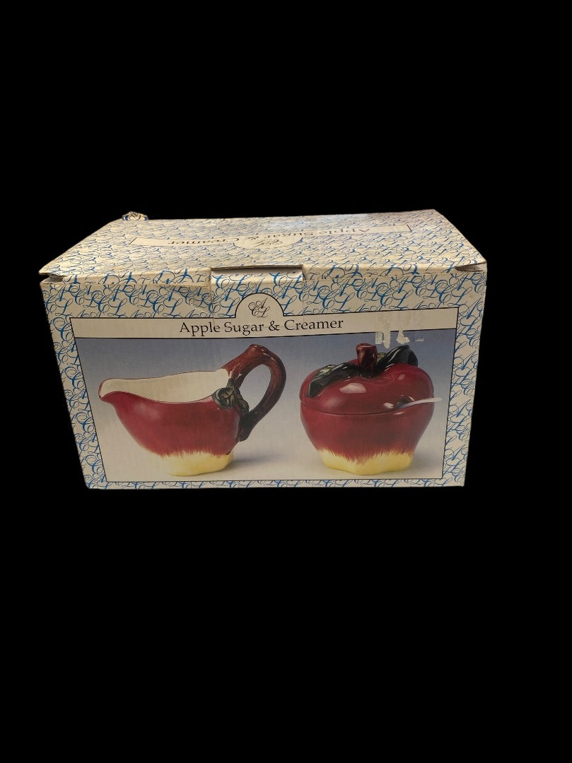 Ceramic Apple Creamer and Sugar Set