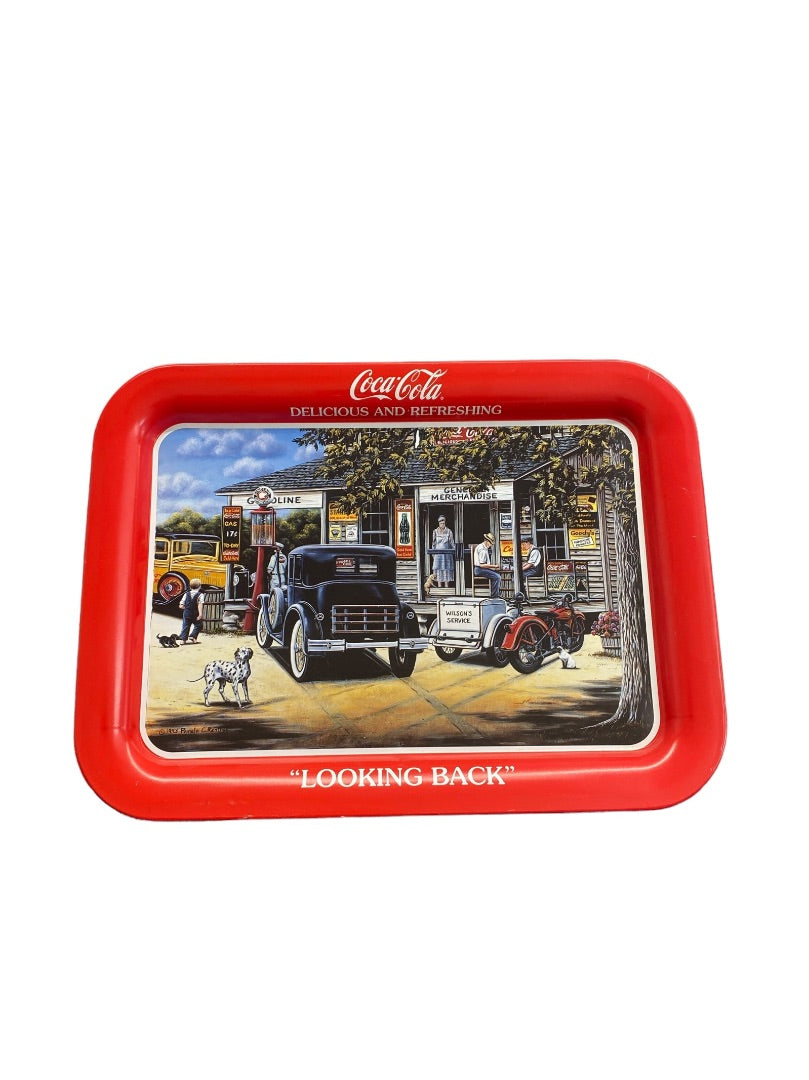 VINTAGE Coca-Cola Tin Tray Pamela Renfroe "Looking Back" 1999