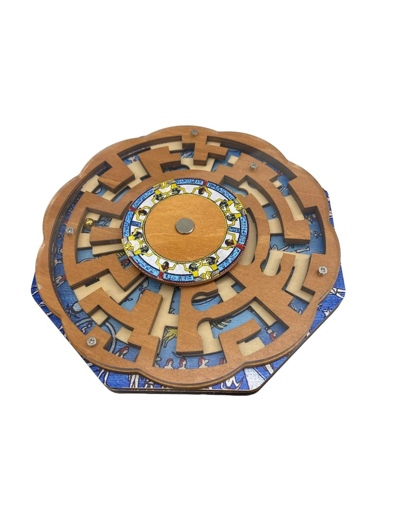 True Genius Dendera Zodiac Wooden Brainteaser Puzzle Maze Game