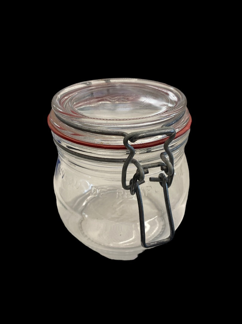 VINTAGE Niveau-De-Remplissage 1/2 Liter Glass Jar with Rubber Seal