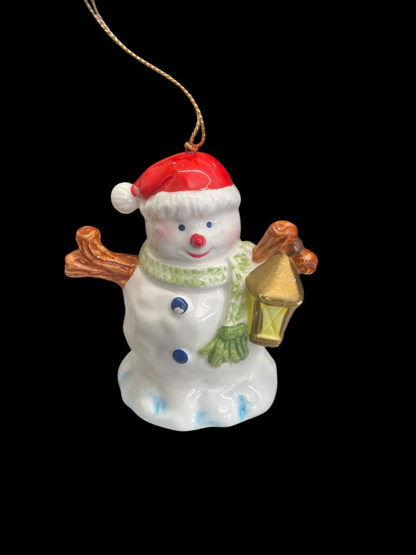 Ceramic Porcelain Vintage Snowman Christmas Tree Ornament