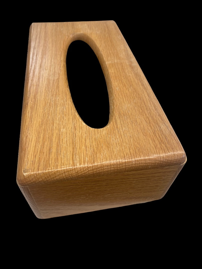 Vintage Oak Wood Tissue Box Dispenser Rectangle