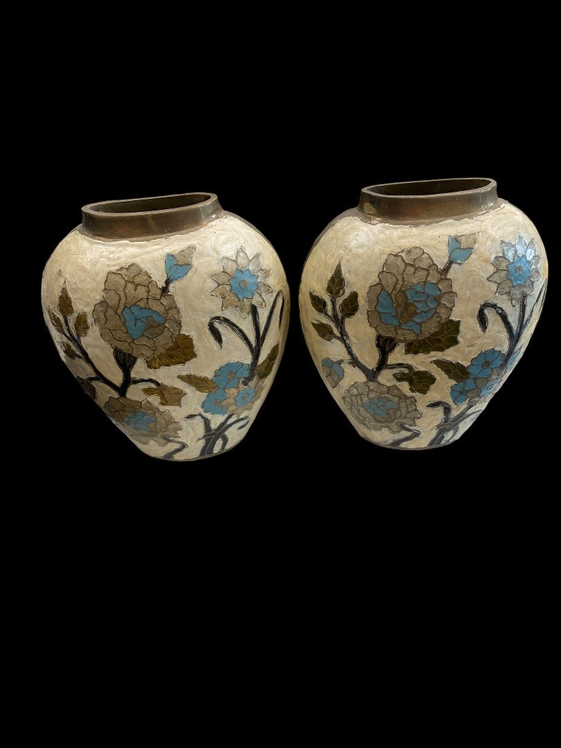 Heavy Brass Painted Vases