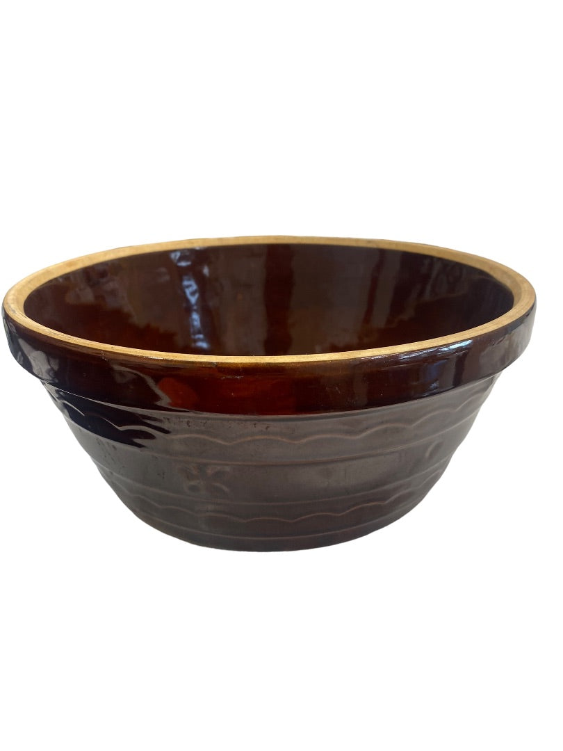 Vintage Marcrest Oven Proof Stoneware Daisy Dot Brown Bowl 9.5"