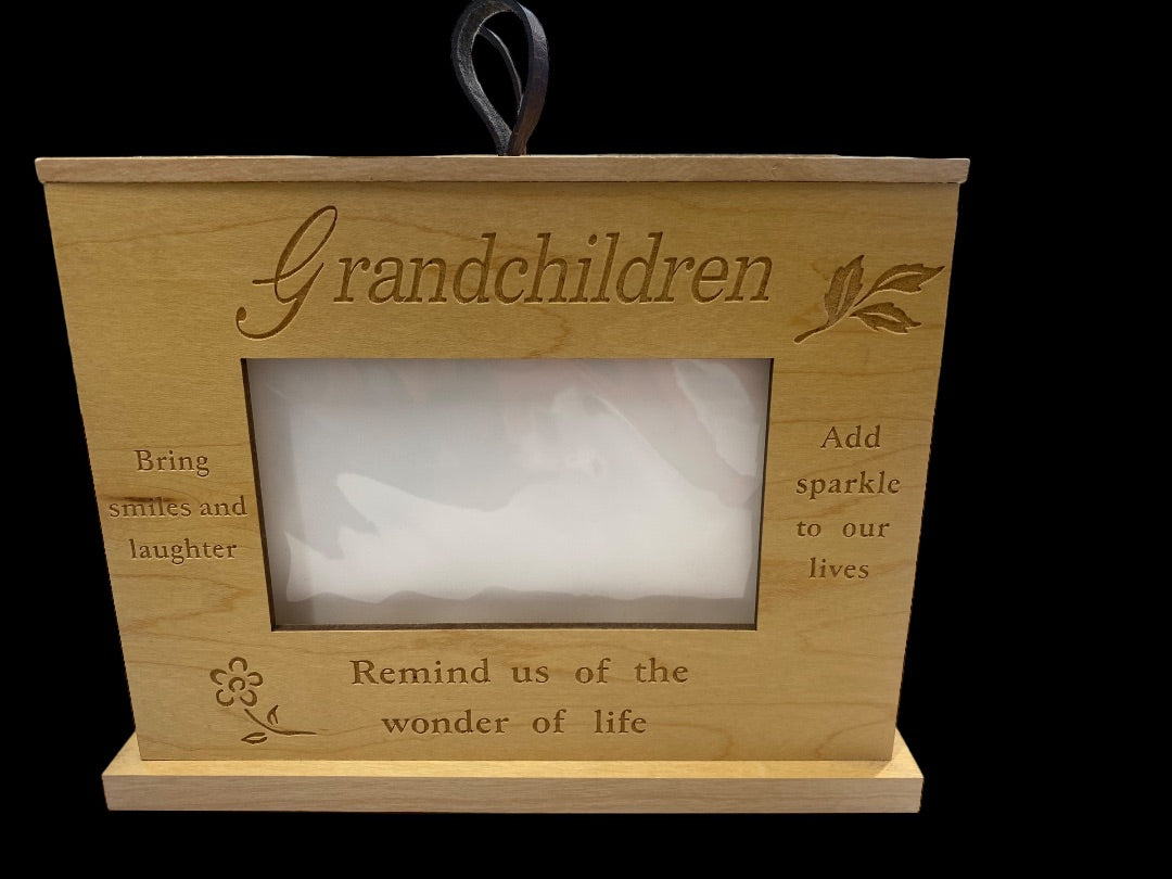Laser Cut Grandchildren Maple Wood Photo Album Box