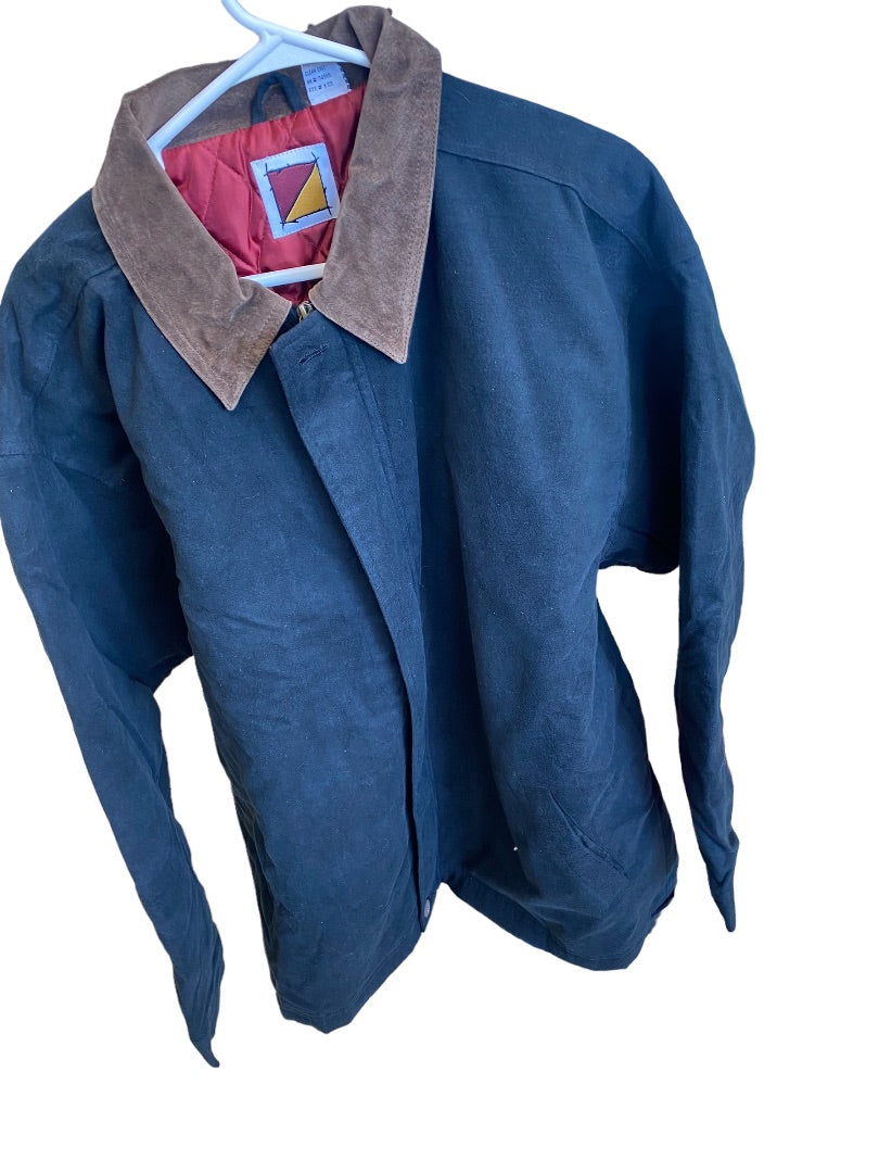 Men Winter Coat Black and Tan Suede Coller XL