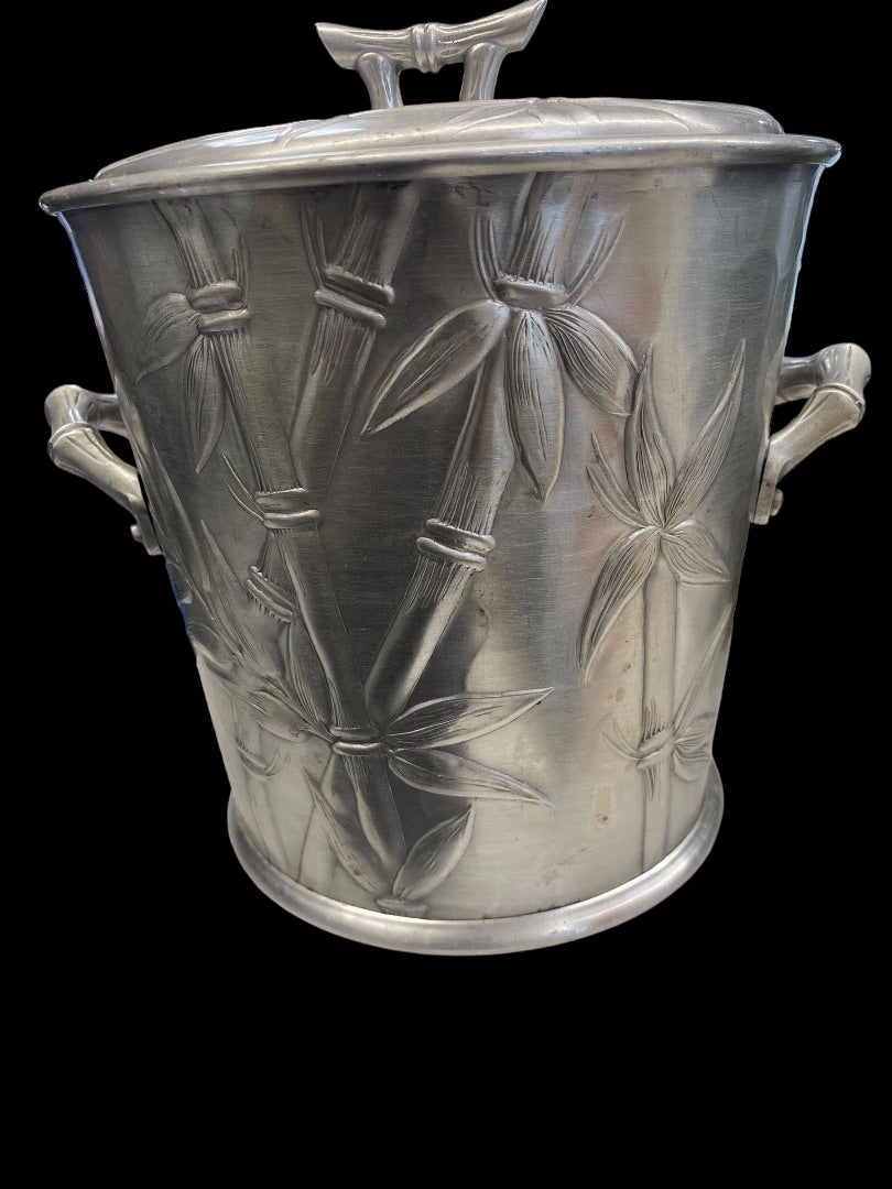 VINTAGE Everlast Forged Hammered Aluminum Bamboo Ice Bucket