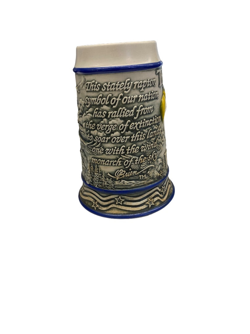 The Bald Eagle Stein Mug Tom O'Brien American Animal Ceramic 2000 Ceramarte