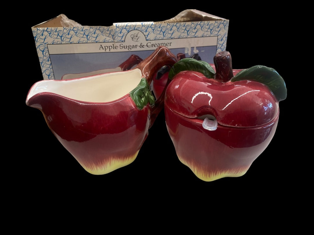 Ceramic Apple Creamer and Sugar Set
