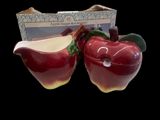 Ceramic Apple Creamer and Sugar Set