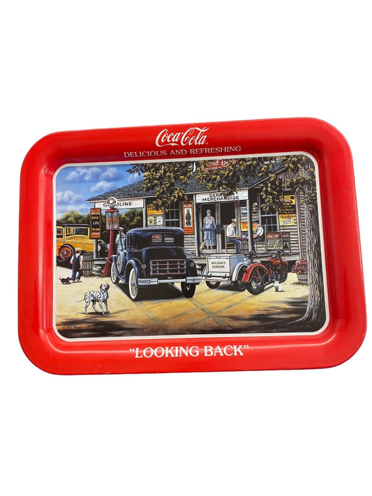 VINTAGE Coca-Cola Tin Tray Pamela Renfroe "Looking Back" 1999
