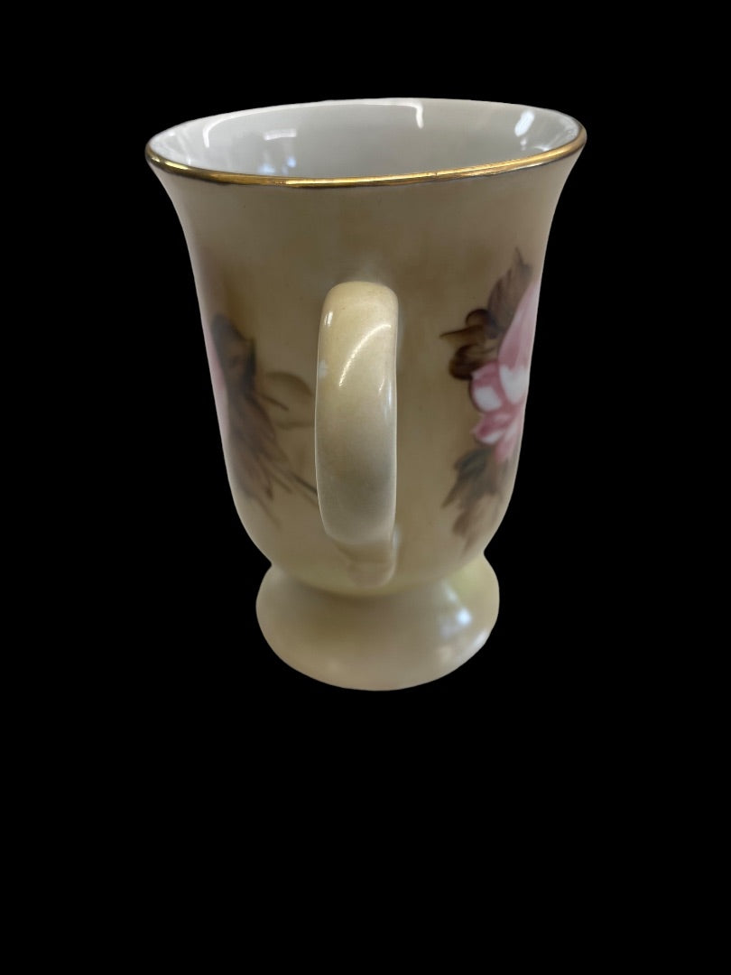 Rio Verde Brazil Hand Painted Floral Coffee Teacup Mug Pink