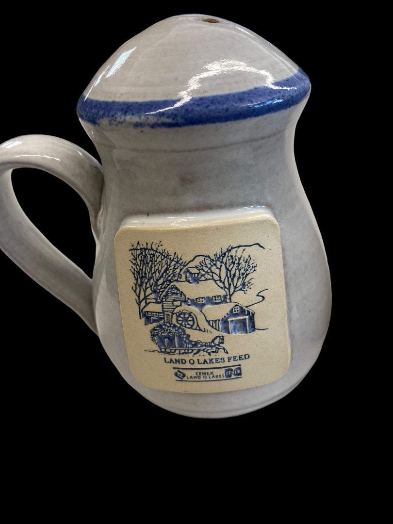 Vintage 1993 Land o' Lakes Feed Salt and Pepper Shakers Set Cenex Stoneware, 5"x