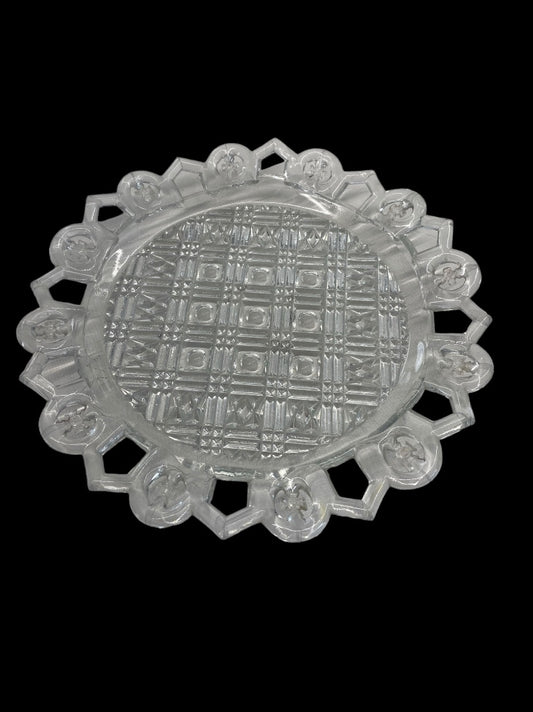 Vintage EAPG Clear Glass Plate German Iron Cross Edge