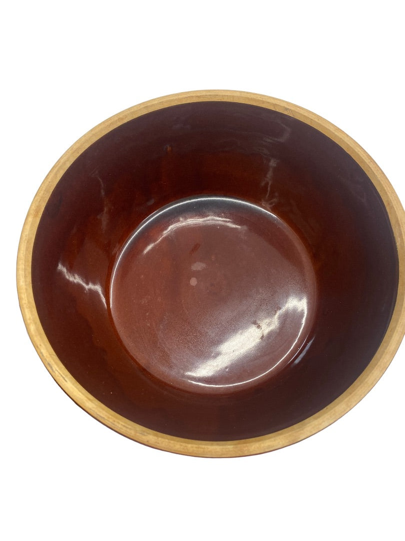 Vintage Marcrest Oven Proof Stoneware Daisy Dot Brown Bowl 9.5"