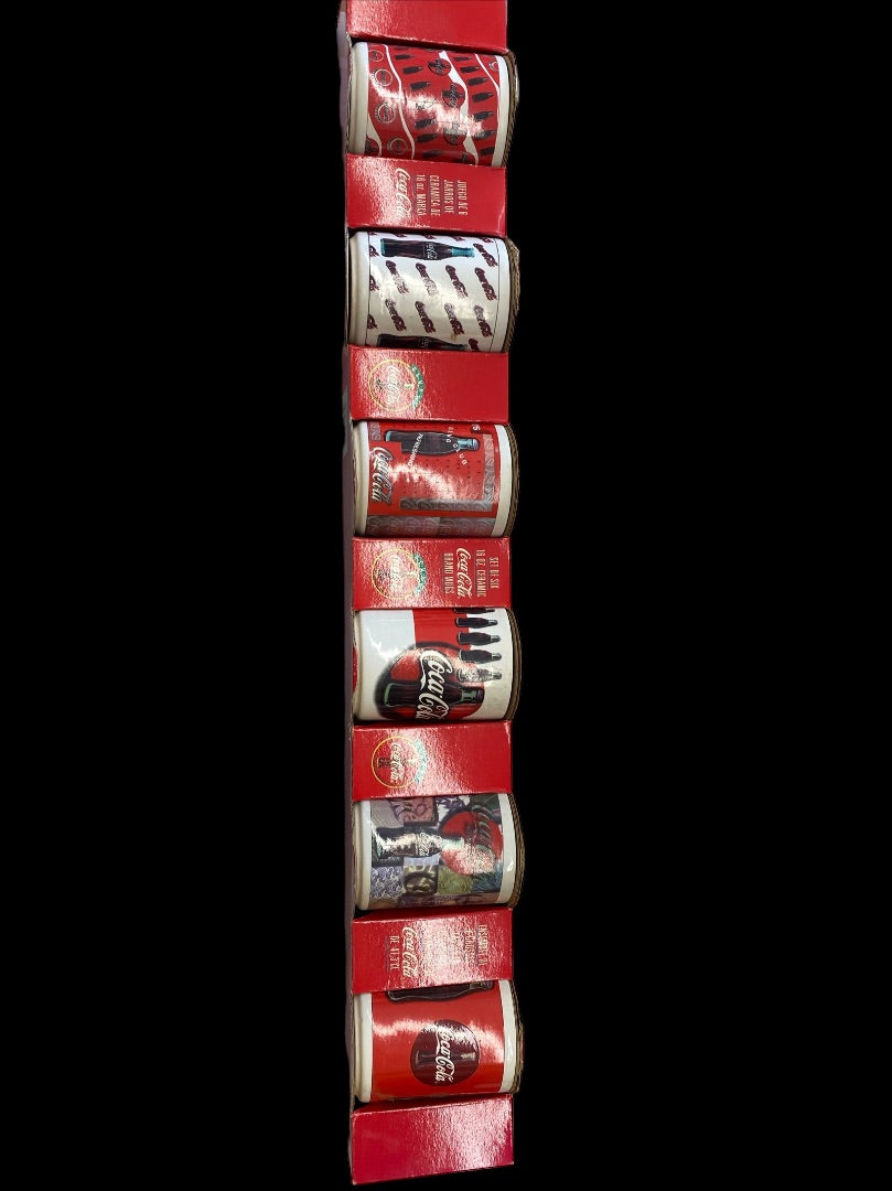 VINTAGE Set 6 Coca-Cola Coke Collectible 16oz Ceramic 1996 Mugs Cups in Box