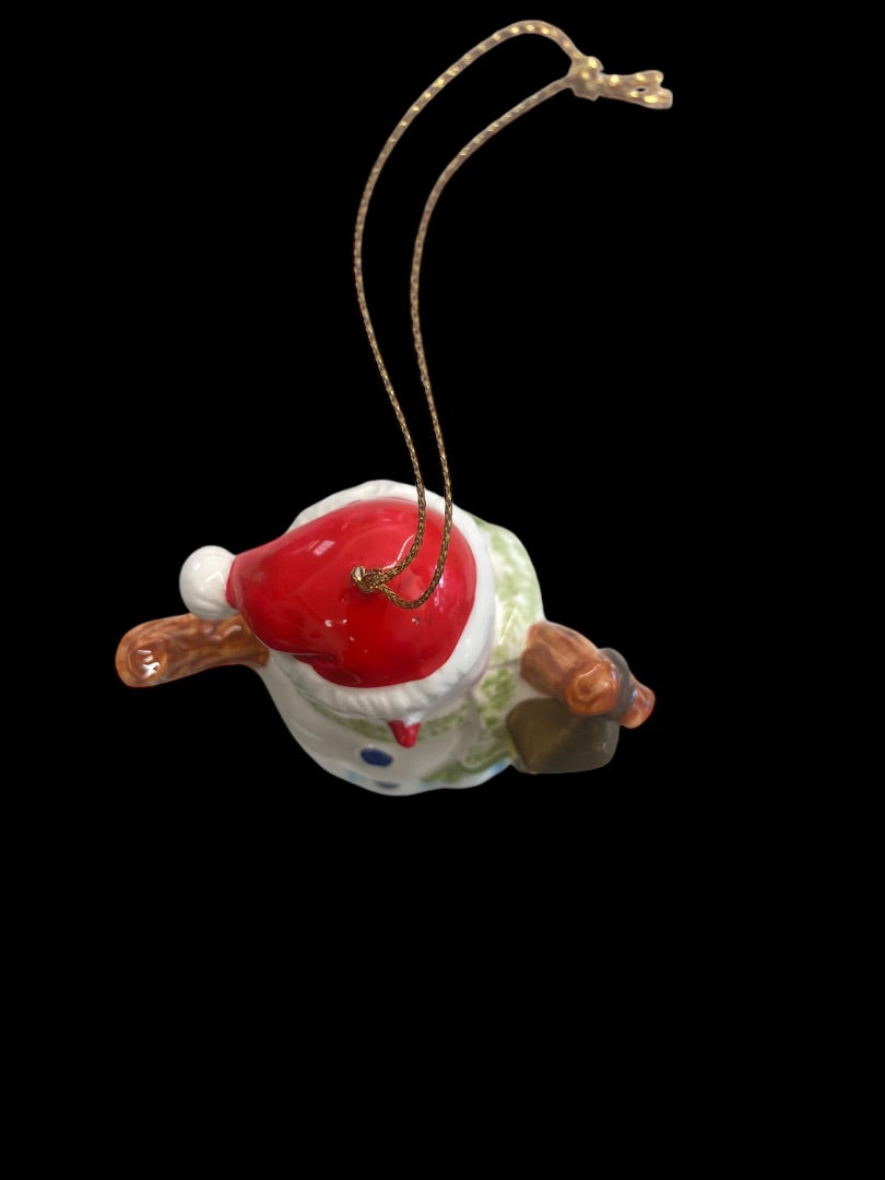 Ceramic Porcelain Vintage Snowman Christmas Tree Ornament