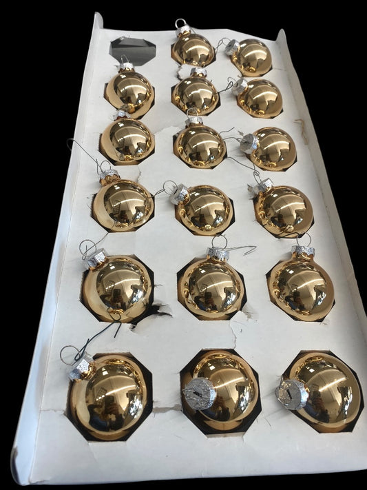 17 Gold Glass Ornaments Christmas 2"