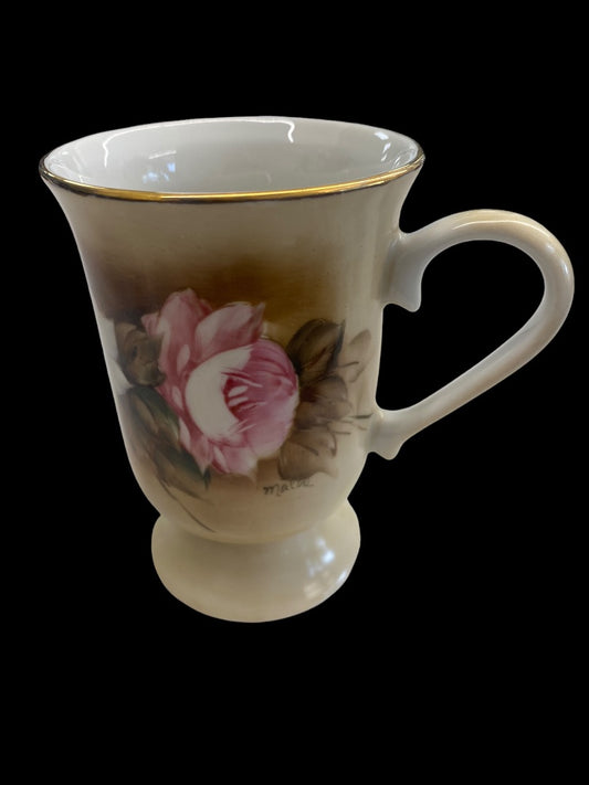 Rio Verde Brazil Hand Painted Floral Coffee Teacup Mug Pink
