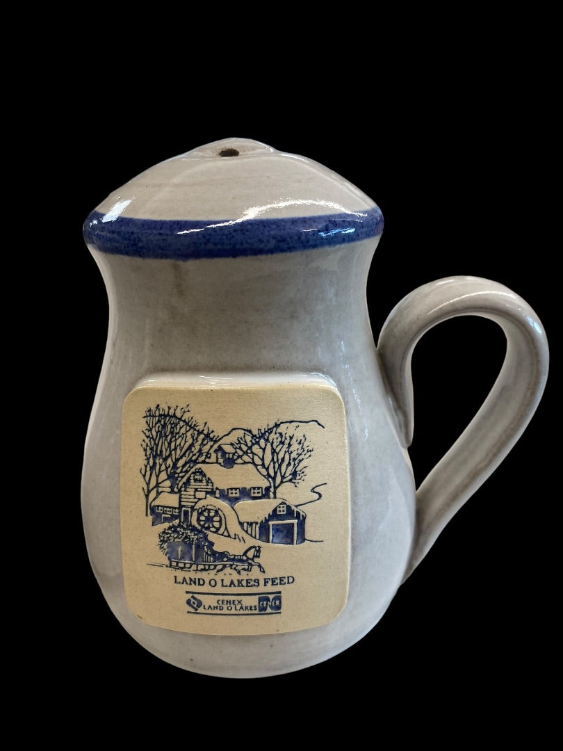 Vintage 1993 Land o' Lakes Feed Salt and Pepper Shakers Set Cenex Stoneware, 5"x