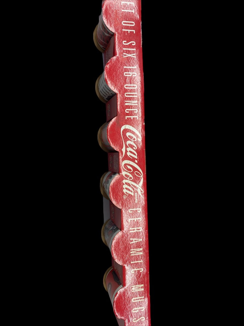 VINTAGE Set 6 Coca-Cola Coke Collectible 16oz Ceramic 1996 Mugs Cups in Box