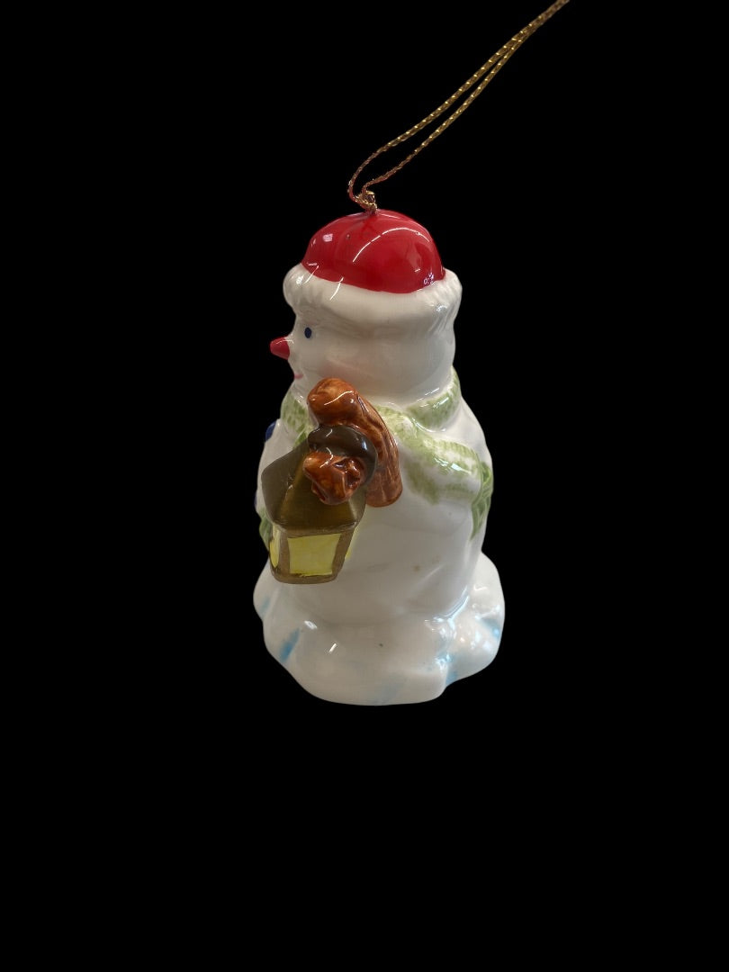 Ceramic Porcelain Vintage Snowman Christmas Tree Ornament
