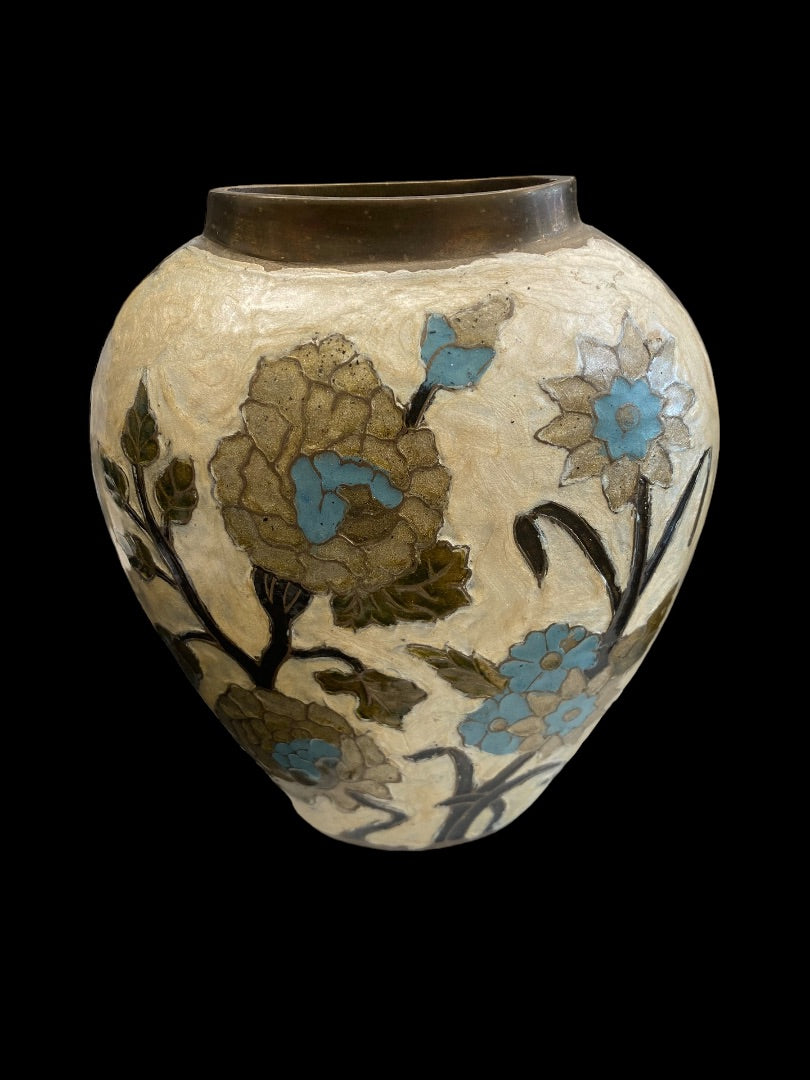 Heavy Brass Painted Vases