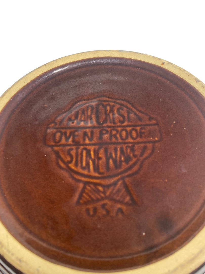 Vintage Marcrest Oven Proof Stoneware Daisy Dot Brown Bowl 9.5"