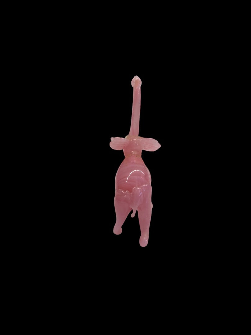 VINTAGE Hand Blown Miniature Art Glass Pink Elephant