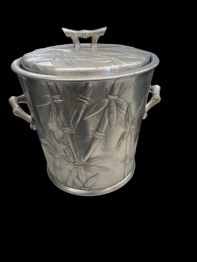 VINTAGE Everlast Forged Hammered Aluminum Bamboo Ice Bucket