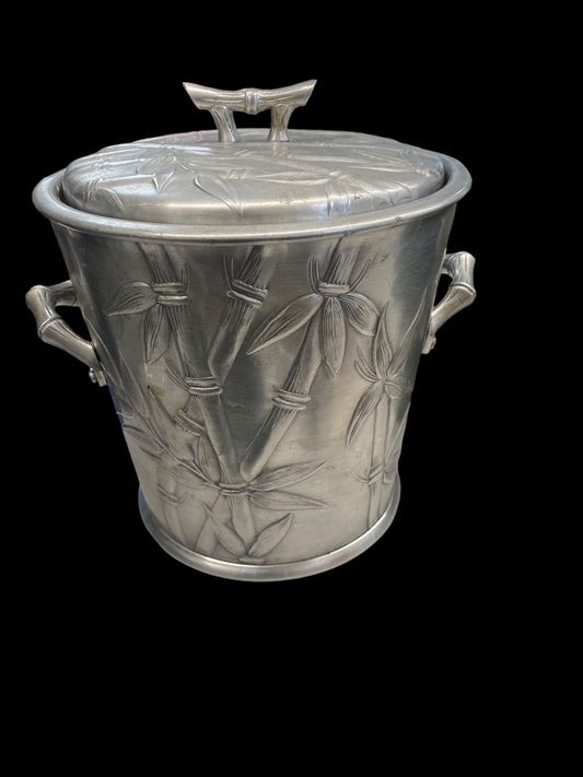 VINTAGE Everlast Forged Hammered Aluminum Bamboo Ice Bucket