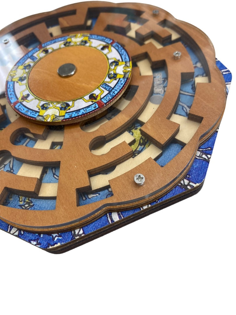 True Genius Dendera Zodiac Wooden Brainteaser Puzzle Maze Game