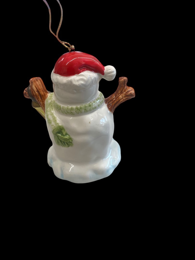 Ceramic Porcelain Vintage Snowman Christmas Tree Ornament